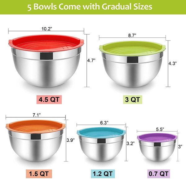 BINNBOX Stainless Steel 10 Piece Nested Mixing Bowl Set | Wayfair